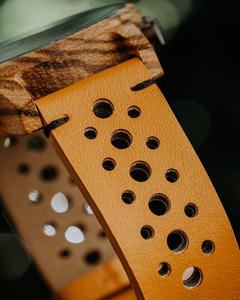 22mm Ochre Brown Cactus Leather Band For Men