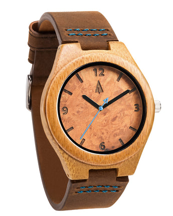 Classic Maple Burl Small Blue Women's Wooden Watch