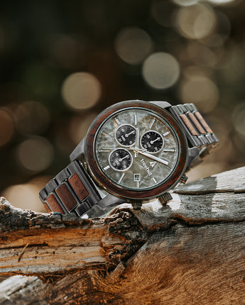 Quest Grey Marble Walnut Men's Wooden Watch