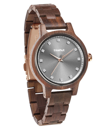 Emma Walnut Grey Women's Wooden Watch