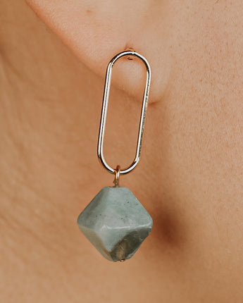 Healing stone earrings with amazonite stone dangle