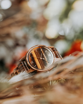 Odyssey Women's Tiger Eye Zebrawood Women's Wooden Watch