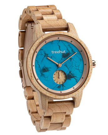 Paradise Maple Turquoise Marble Women Wooden Watch