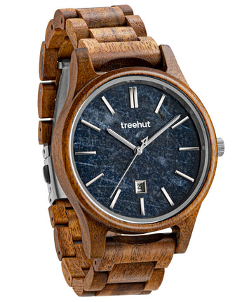 Sierra Walnut Blue Marble Men's Wooden Watch