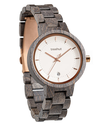 Theory Grey White Women's Wooden Watch