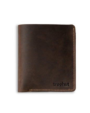 Brown Bi-Fold Vertical Wallet Men's Genuine Leather Wallet